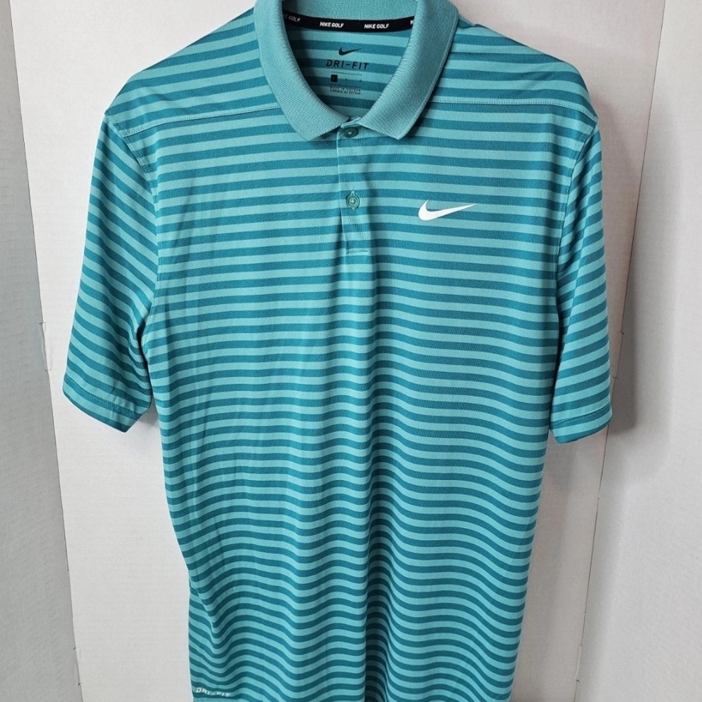 Nike Men's Teal Striped Golf Polo